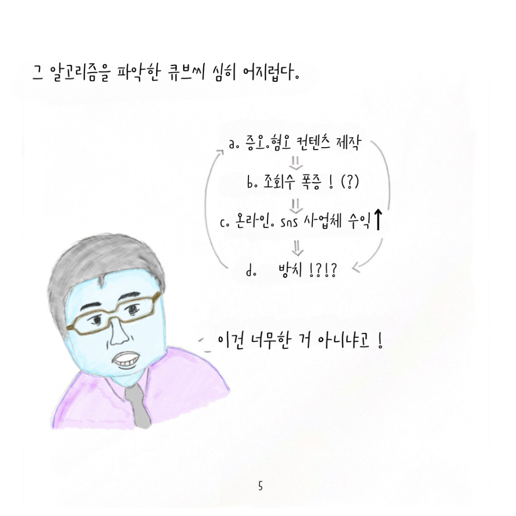 그 알고리즘을 파악한 큐브씨 심히 어지럽다.
