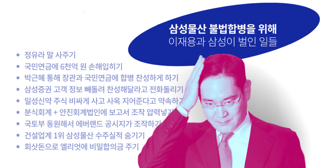 삼성물산 불법합병 이재용 엄벌 촉구 서명하기